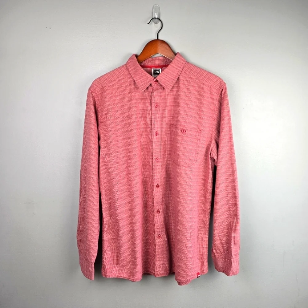 THE NORTH FACE Casual Button Down Long Sleeve Red Shirt Men Size L Preppy Office